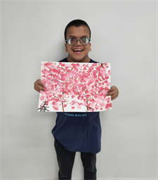 Nezan with his artwork