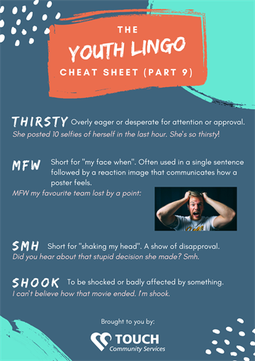 Youth Lingo Cheat Sheet (Part 9) Sheet